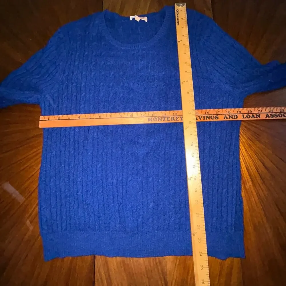 Kier + J 100% Cashmere Cable Knit Sweater dark blue size 1X cable knit